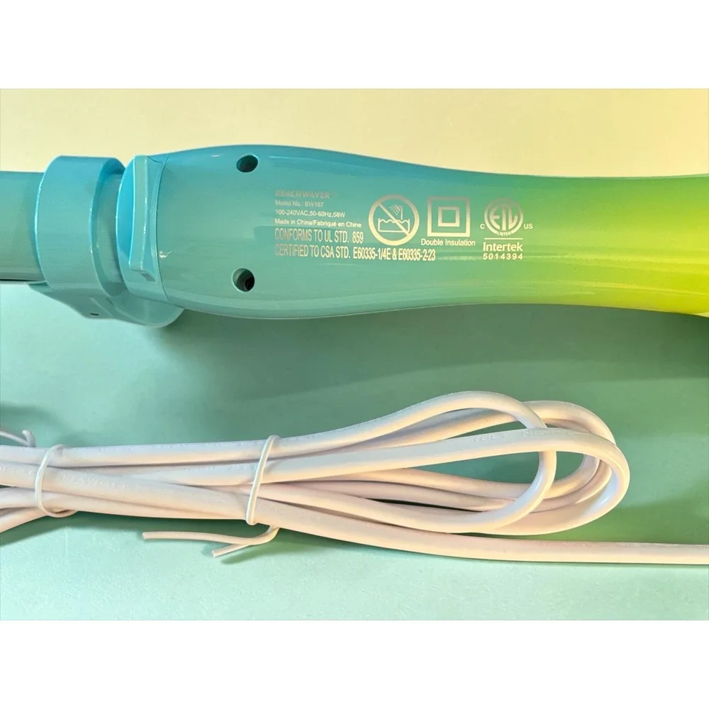 Beachwaver B1 Rotating Curling Iron 1 Ceramic Barrel Aqua Lime NIB Dual Voltage